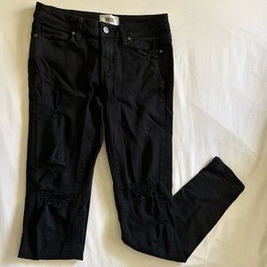PAIGE Women's Black Ripped Skinny Jeans